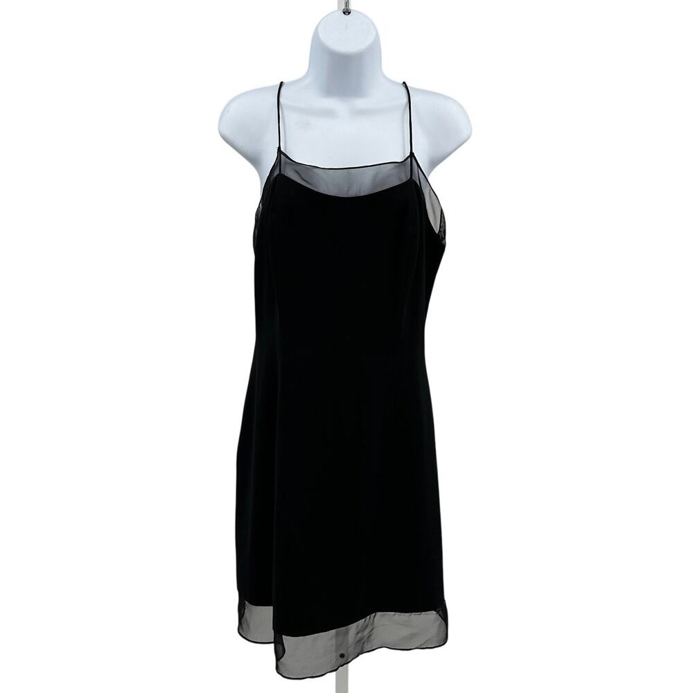 Richard Warren Petites Slip Dress WMNS SZ 10 Black Chiffon Sleeveless Thin Strap